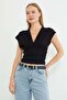 Drapeli V-Neck Tie-Down Blouse - 3