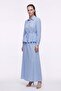 Shirt Collar Waist-Tied Peplum Long Skirt Set - 3