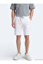 Ecru Plain Knitted Regular Fit Casual Bermuda Shorts - 2
