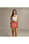 Coral Glow Women’s Skort – Elastic Waist with Drawstring, Pink Summer Print, Soft Fabric - 2
