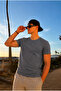 Men's Casual Summer Crew Neck Smoked Basic T-Shirt - 5