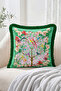 Bird and Flower Garden Patterned Green Floor Fringed Throw Pillow Cover - Bohemian Tassel Pillowcase - 2