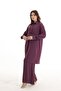 Elastic Waist Crepe Trousers Purple Loose Fit - 4