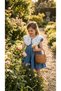 Girl's Denim Dress with Buttons, Baby Collar Detail, Short Sleeves, Casual Holiday Dress - 7