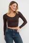 V-Neck Long Sleeve Crop Blouse - 4