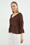 Textured V-Neck Casual Blouse - 6