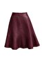 Burgundy Women's Loose Fit Genuine Leather Skirt - 3
