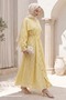 Embroidered Lined Yellow Dress - 3