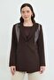 Scarf Detailed Shoulder Padded Blazer Jacket - 5