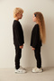 Black Unisex Long Sleeve Crew Neck Blouse - 4