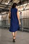 Women's Navy Blue Collar Buttoned Dress ARM-17Y00028 - 2