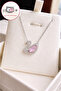 Pink Silver Chain Swan Necklace Steel - 3
