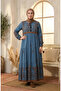 Indigo Viscose Plus Size Dress - 4084-07 Floral Pattern