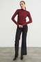 Mock Neck Wrinkled Fabric Blouse - 2