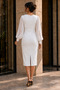 Round Neck Fish Dress - White - 2