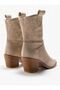 Handy Women's Western Cowboy Suede Laser-Cut Perforated Summer Boots - Beige - 5