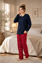 100% Cotton Long Sleeve Cuffed Women's Pajama Set with Pockets 98515-516 - 3