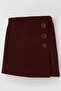 Girl's Shorts Skirt Button Accessory Elastic Waist 6-12 Years, Burgundy - 5