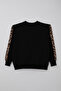 Girl's Tracksuit Set with Letter Embroidery and Leopard Pattern on the Edges, Ages 8-14, Black - 5