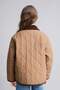Water Repellent Velvet Collar Detailed Pocketed Snap Fastener Quilted Jacket Coat F0051A825Au - 5