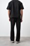 Men's No1 Stripe Detailed Baggy Sweatpants Black - 4