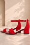 Lilo Glittery Red Single Strap Girls' Heeled Evening Dress Shoes - 3