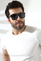 Men's Polarized Black Solid Glass Sunglasses 23040 C2 P - 5