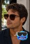 Unisex Brown Glass Brown Frame Sunglasses with Handle Detail