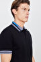 Men's Black Slim Fit Narrow Cut 100% Cotton Non-Roll Polo Neck T-Shirt - 8