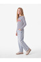 Long Sleeve Crew Neck Striped Teddy Bear Printed T-Shirt - 2