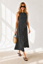 Women's Black Striped Long Casual Dress ELB-19001075