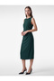 Sleeveless Crew Neck Draped Crepe Fabric Slit Midi Dress - 3