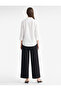 Poplin Fabric Buttoned Turn-Down Collar 3/4 Sleeve Oversize Shirt - 3