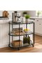 3-Tier Bar Cart with Wheels, Glass Serving Trolley with Clear Glass Shelves & Welded Metal Frame, Rolling Beverage Cart with 2 Locking Casters - 8