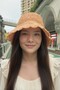 Women's Orange Straw Rope Hand-Knitted Bucket Hat |   Beach Trend Design - 2