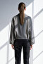 Women's hem Belt Oversized zippered jacket - school grey - 5