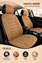 Fiat Linea 2007 and Later Compatible Vento 2-Piece Front Car Seat Cushion Anti-Sweat Anti-Slip Base Tan