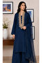 Women’s Navy Blue Embroidered 3-Piece Suit - 3