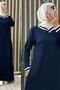 Nursaç Dress Navy Blue White V-Neck Detailed Hijab Sports Dress Crystal - 4