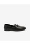 Women's Black Genuine Leather Loafer Shoes 5Y2UA59220