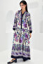 Women's Patterned Hijab Dress Navy Blue Purple 1010 - 3