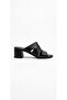Black Women's Genuine Leather Heeled Slippers 617.1561