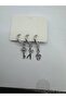 3-Piece Women's Earring Set with Silver Color Musical Note, Scissors and Key Figures – Stylish and Elegant