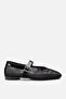 Women's Leather Black Mesh Ballerinas