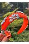 Bym064 Pomegranate Flower Satin Zircon Stone Flower Patterned Women's Evening Dress Hair Crown - 7