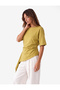 Cotton Slim Fit Short Sleeve Ruffle Draped Asymmetric Cut T-Shirt - 2