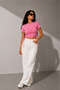 Women's Pink Side Adjustable Drawstring T-Shirt (95% Cotton) - 3