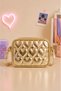 Icone Children's Heart Quilted Detailed Shoulder Bag, Gold Quilted Children's Bag, Gold Kids Bag