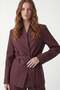 Burgundy Linen Blend Women's Blazer Jacket - 5
