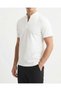 Italian Style Slim Fit Men's Polo V-Neck Short-Sleeved Knitwear T-Shirt White T20045-07